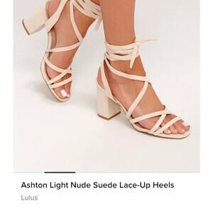 Ashton Light Nude Suede Lace-Up Heels Size 7.5
